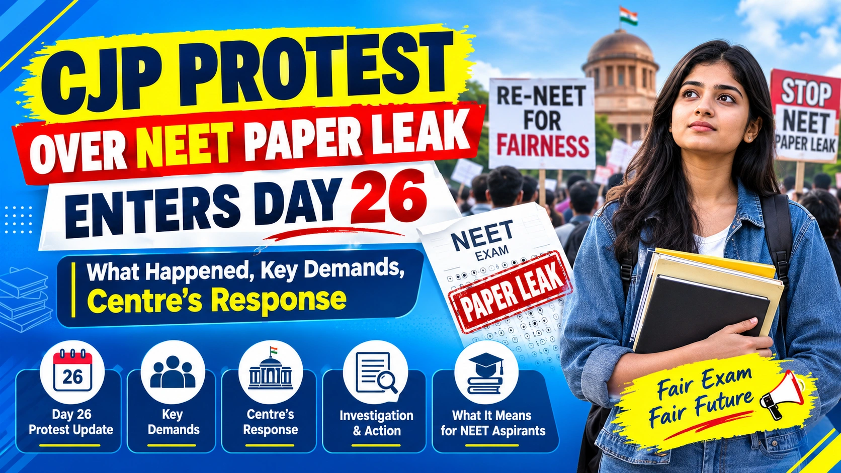 CJP Protest Over NEET Paper Leak Enters Day 26: What Happened, Key Demands, Centre’s Response